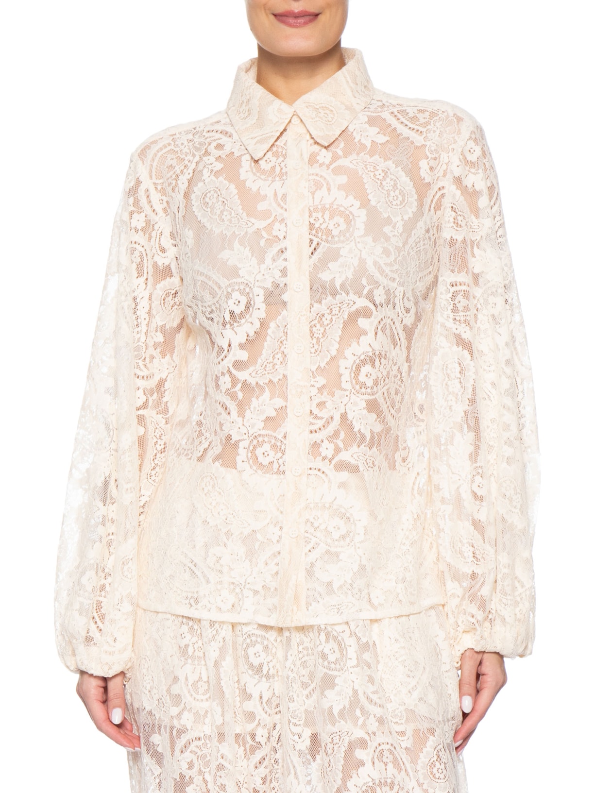 Blusa Feminina Em Renda Off White '2Essential