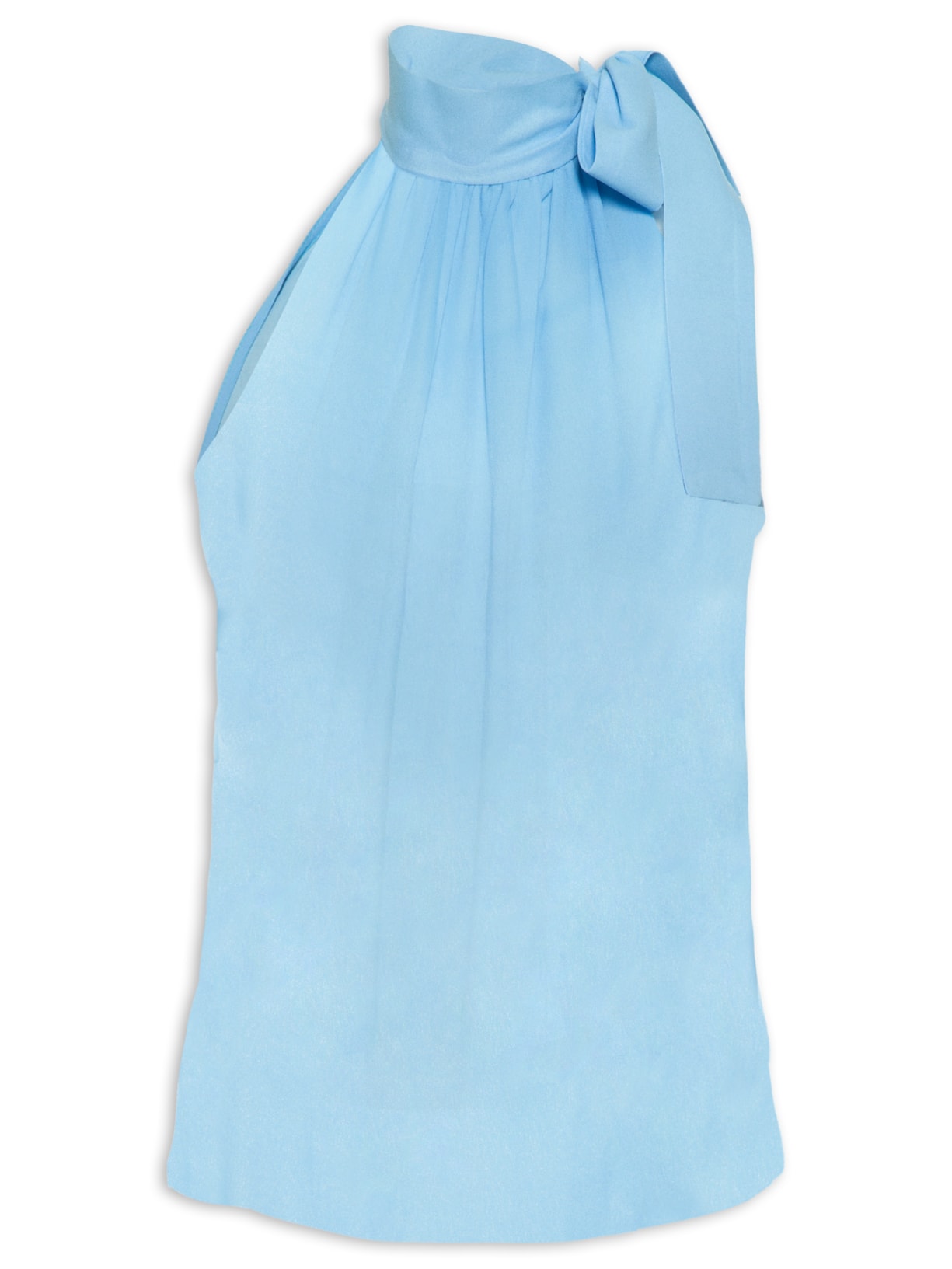 Blusa Feminina Em Seda Pura Amarração - Azul