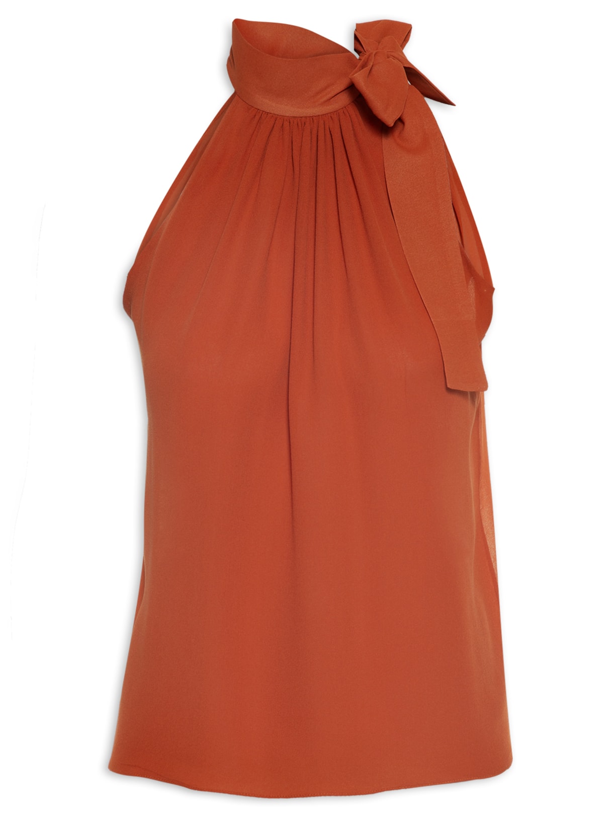 Blusa Feminina Em Seda Pura Amarração - Laranja