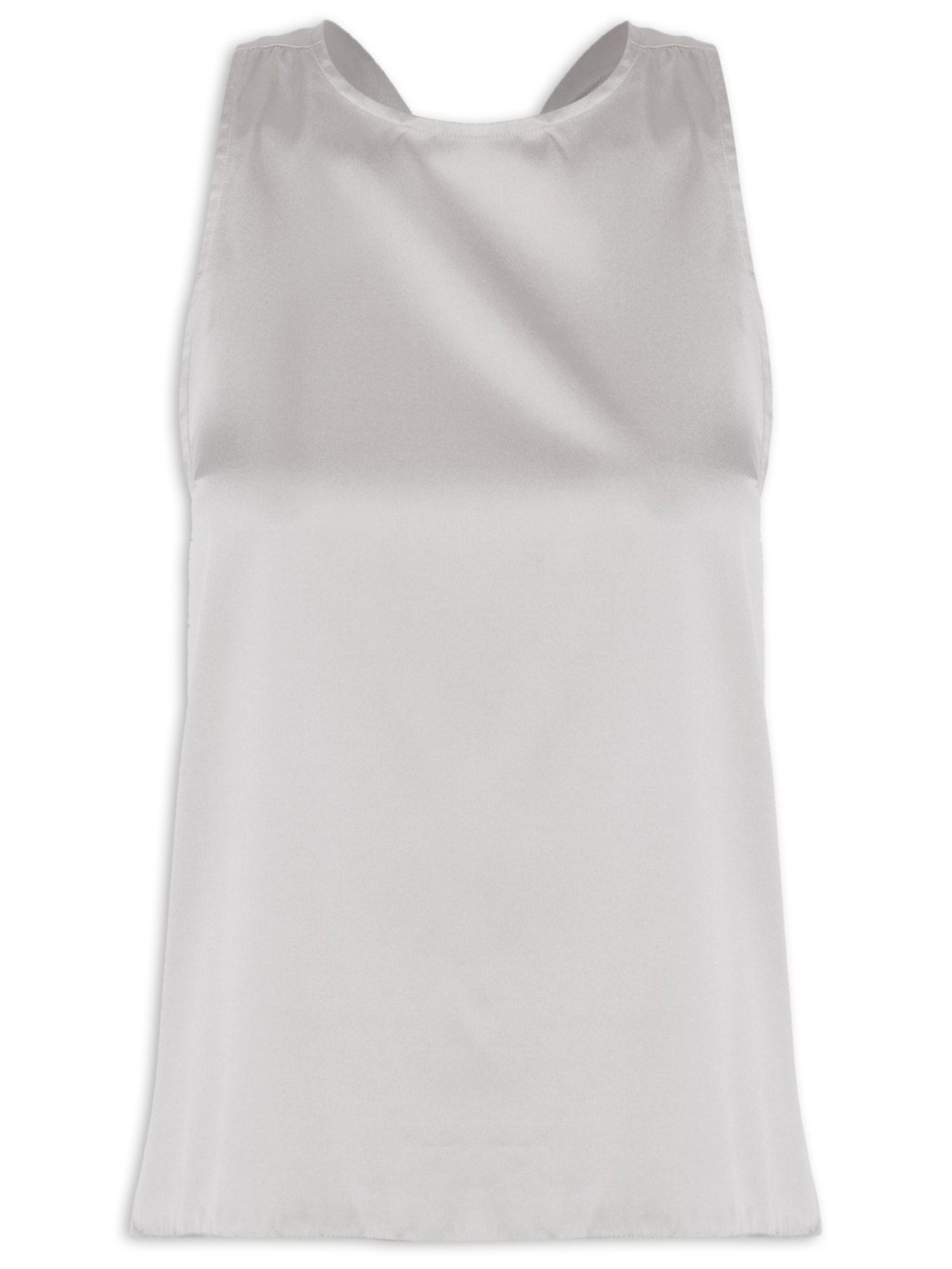 Blusa Feminina Em Seda Pura Trançado Costas - Cinza