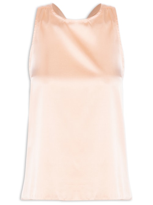 Blusa Feminina Em Seda Pura Trançado Costas - Rosa