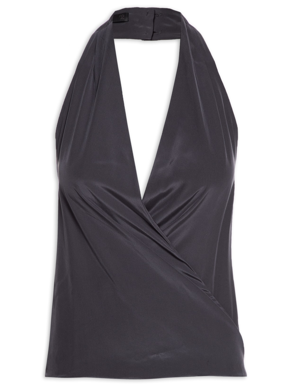 Blusa Feminina Em Seda Pura Transpassada - Cinza