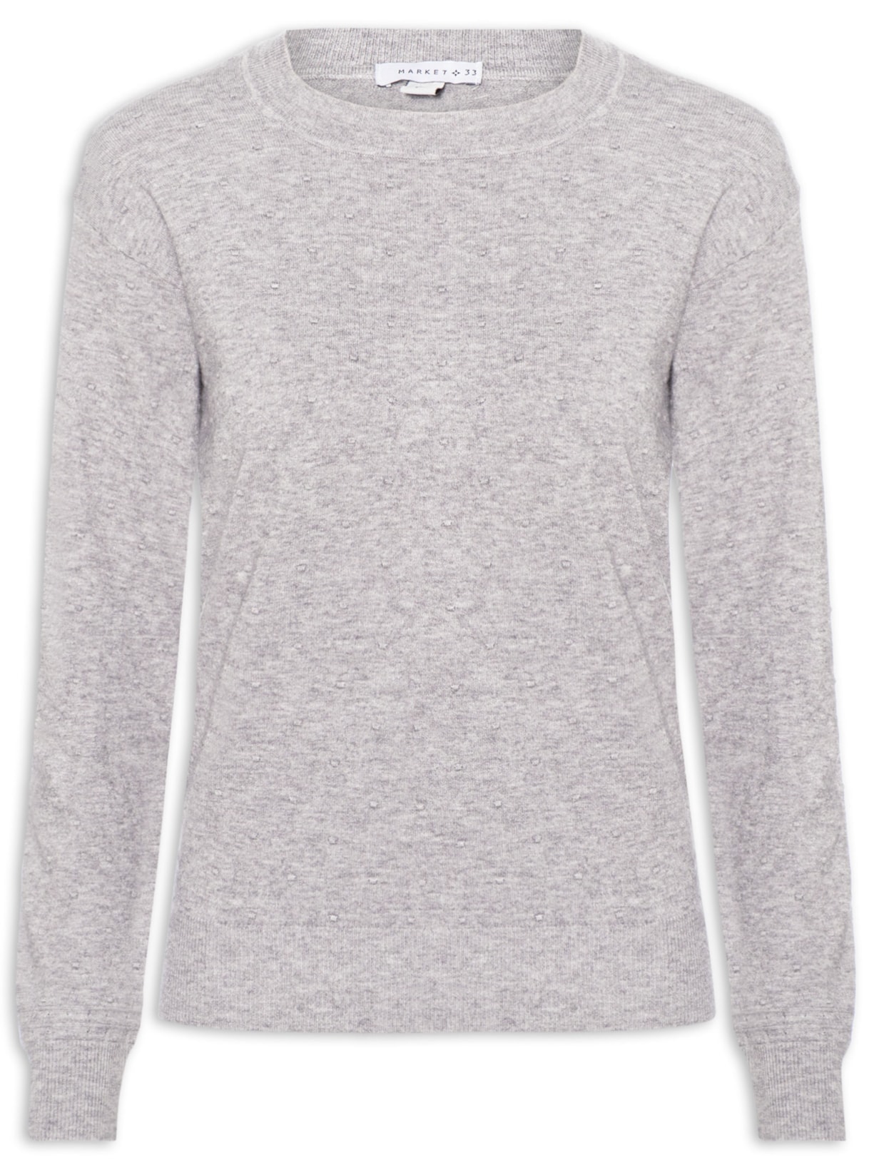 Blusa Feminina Em Tricot Cinza Market 33