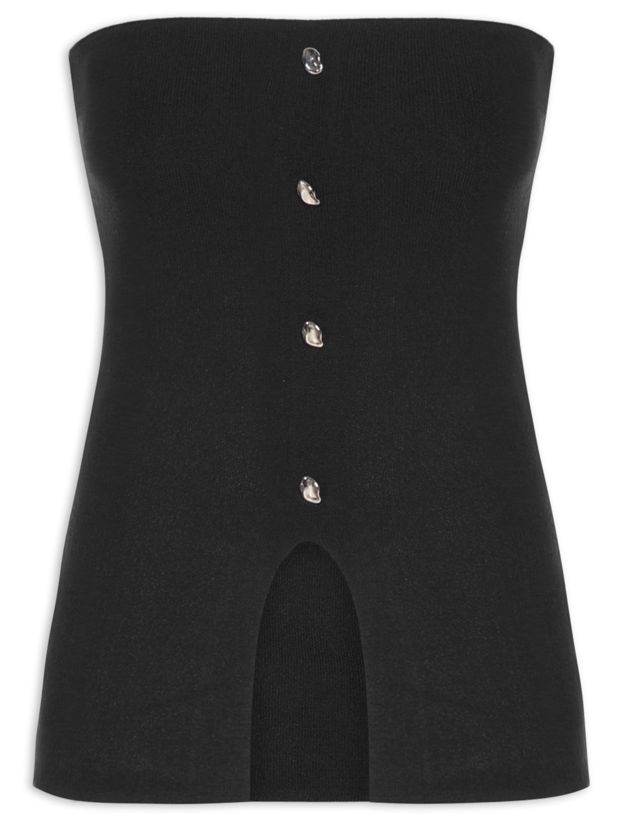 Blusa Feminina em Tricot Com Abotoamento - Preto