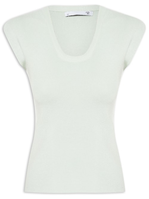 Blusa Feminina Em Tricot Com Alça Alongada - Verde