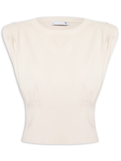 Blusa Feminina Em Tricot Com Alça Larga - Bege