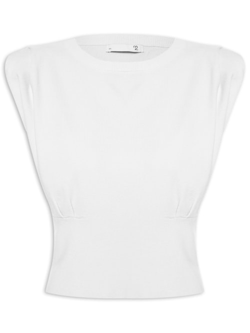 Blusa Feminina Em Tricot Com Alça Larga - Off White