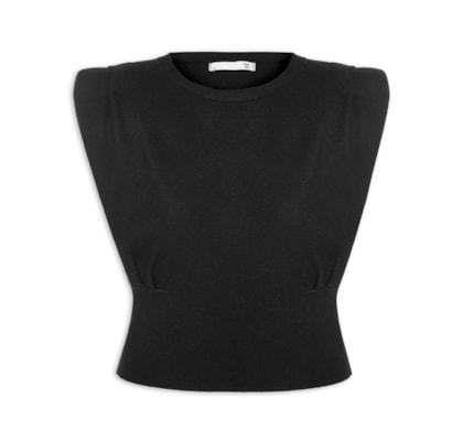 Blusa Feminina Em Tricot Com Alça Larga - Preto