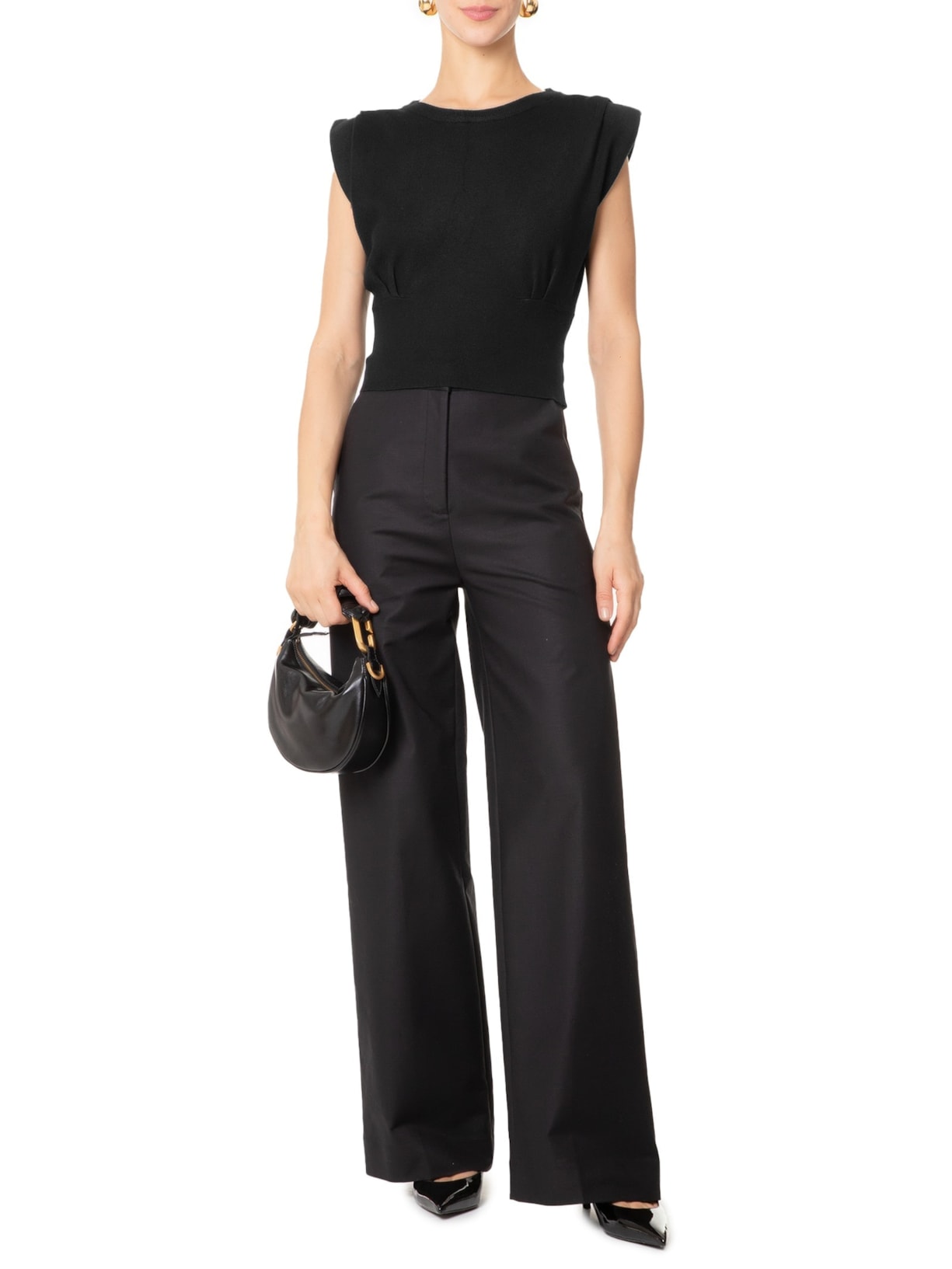 Blusa Feminina Em Tricot Com Alça Larga Preto '2Essential