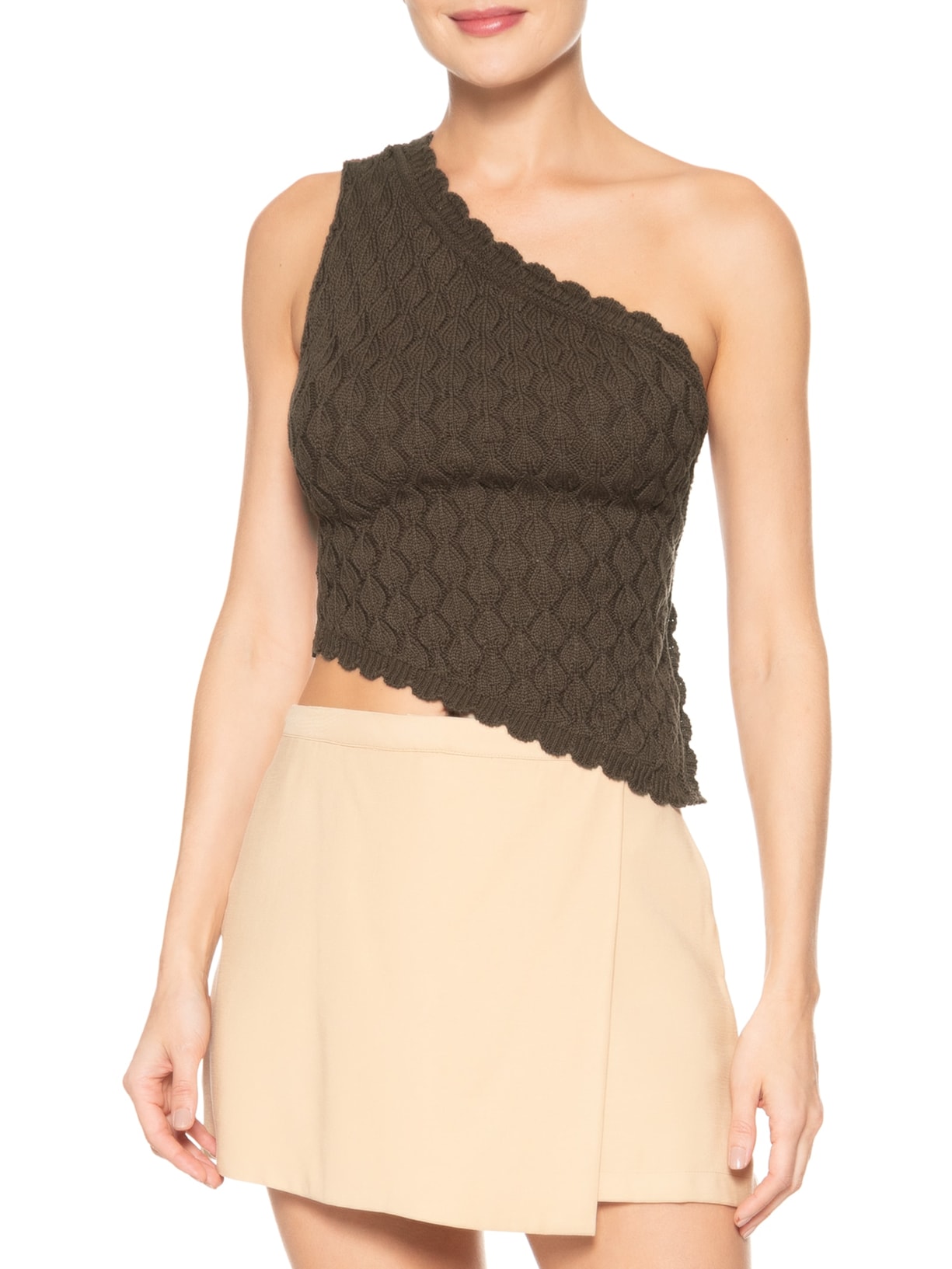 Blusa Feminina Em Tricot Com Amarração Nas Costas Marrom Market 33