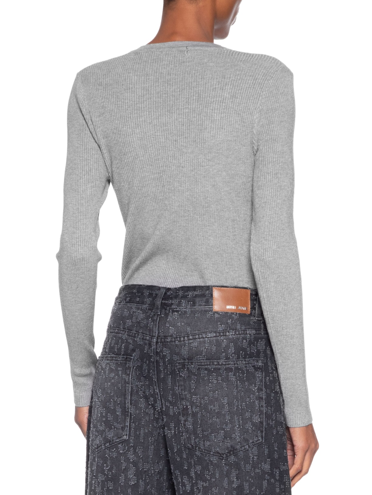 Blusa Feminina Em Tricot Com Aplicação De Tachas Cinza Market 33