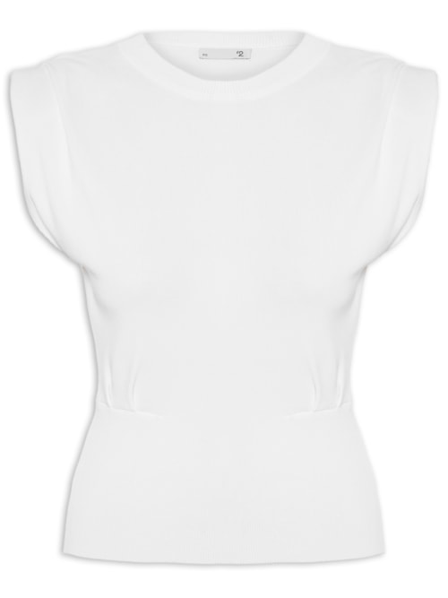 Blusa Feminina Em Tricot Com Barra Larga - Branco
