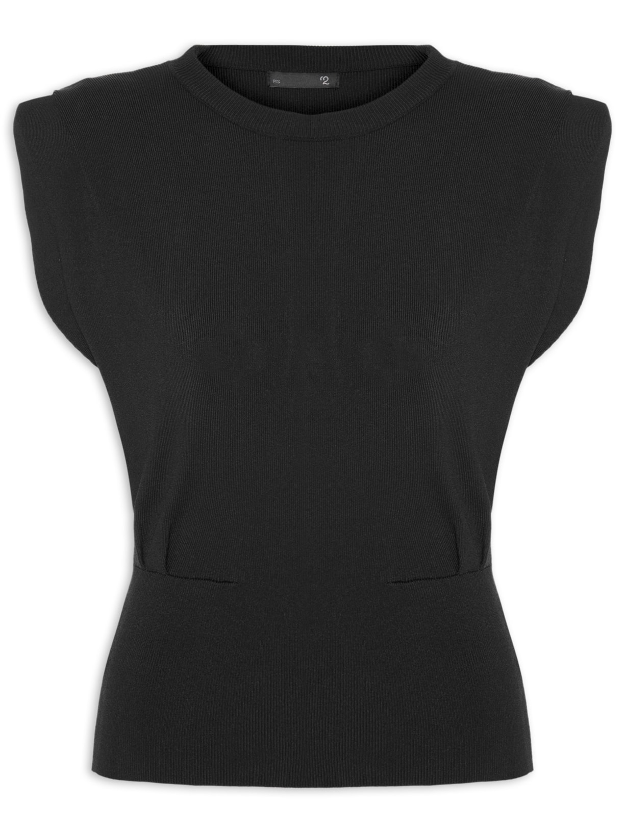 Blusa Feminina Em Tricot Com Barra Larga Preto '2Essential