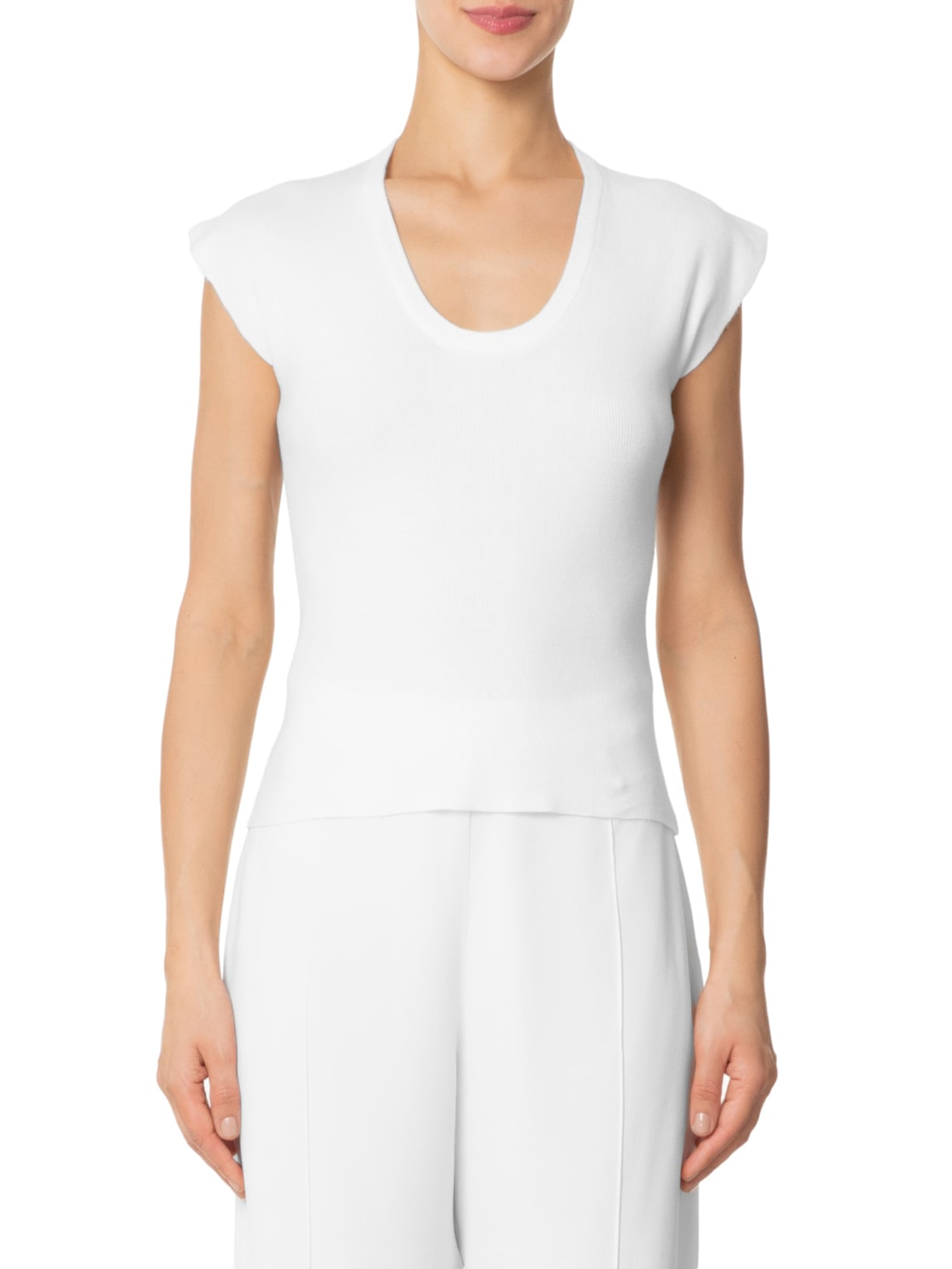 Blusa Feminina Em Tricot Com Cava Alongada Branco  '2Essential