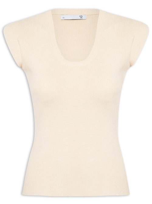 Blusa Feminina Em Tricot Com Cava Alongada - Off White