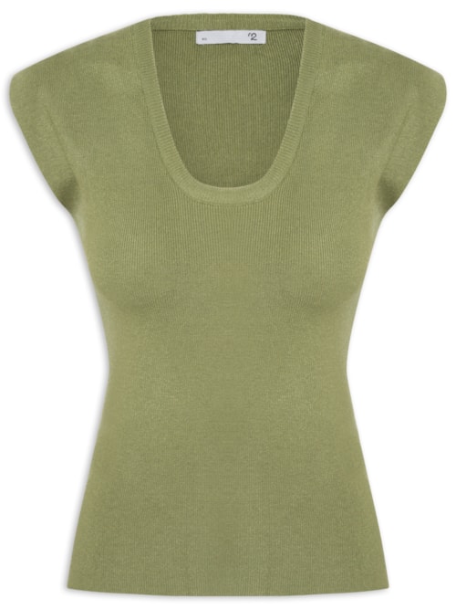Blusa Feminina Em Tricot Com Cava Alongada - Verde