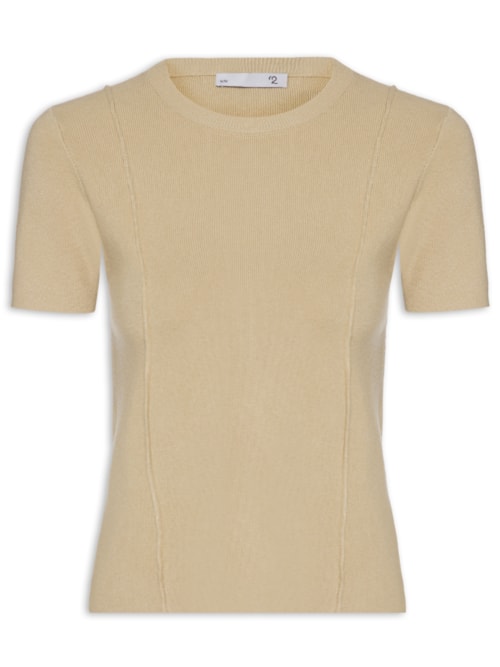 Blusa Feminina Em Tricot Com Detalhes - Bege
