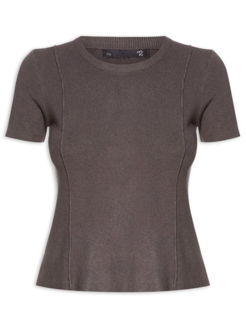 Blusa Feminina Em Tricot Com Detalhes - Cinza