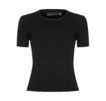 Blusa Feminina Em Tricot Com Detalhes - Preto
