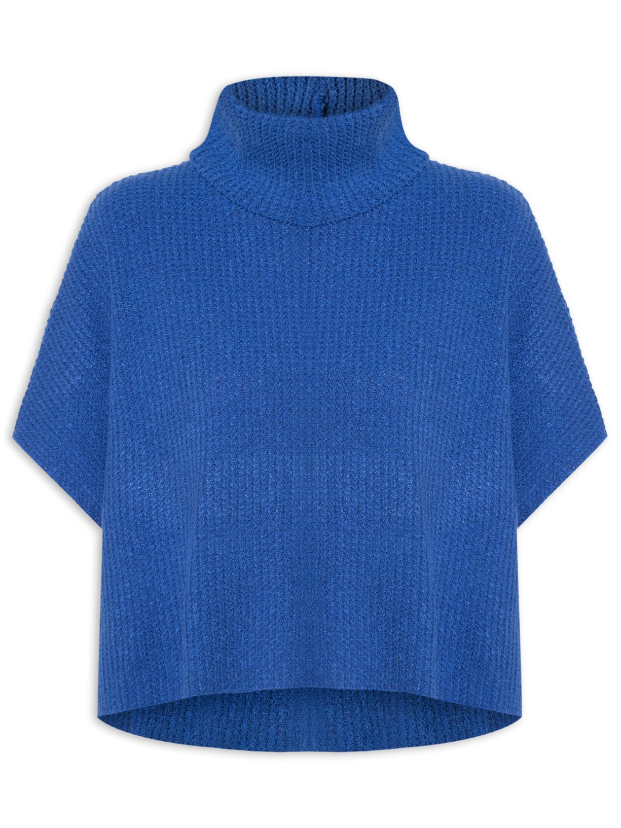 Blusa Feminina Em Tricot Com Gola Alta - Azul