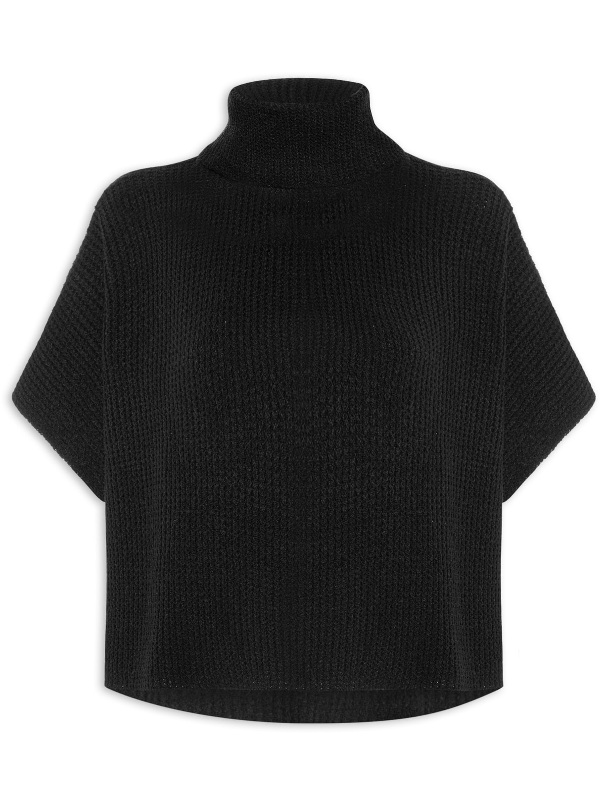 Blusa Feminina Em Tricot Com Gola Alta - Preto