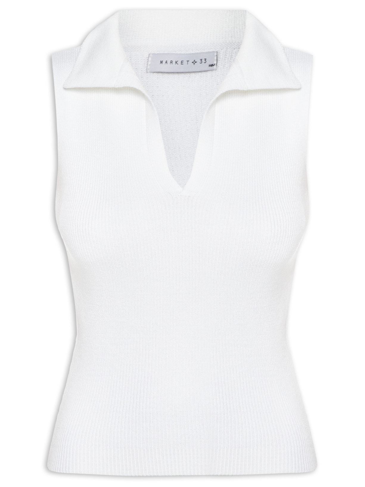 Blusa Feminina Em Tricot Com Gola Polo - Off White