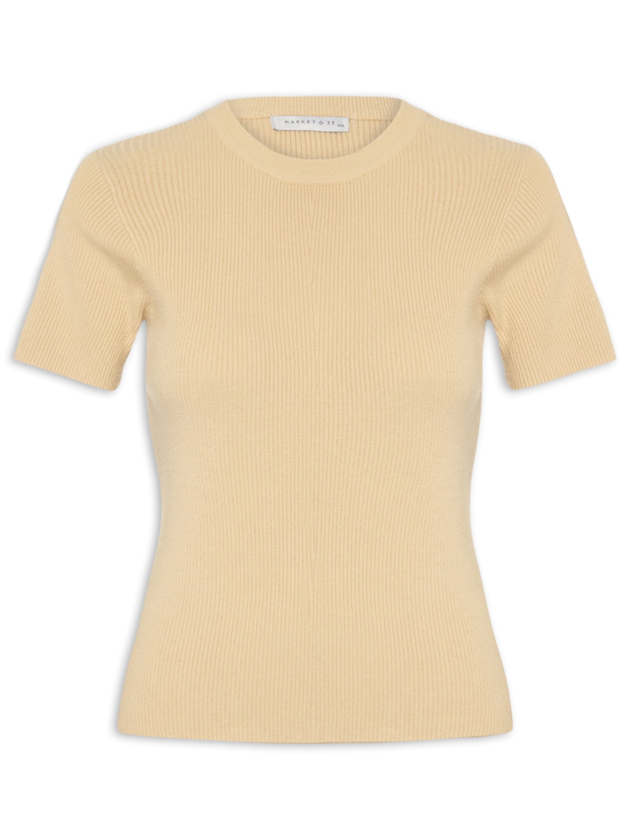 Blusa Feminina Em Tricot Com Manga Curta - Bege