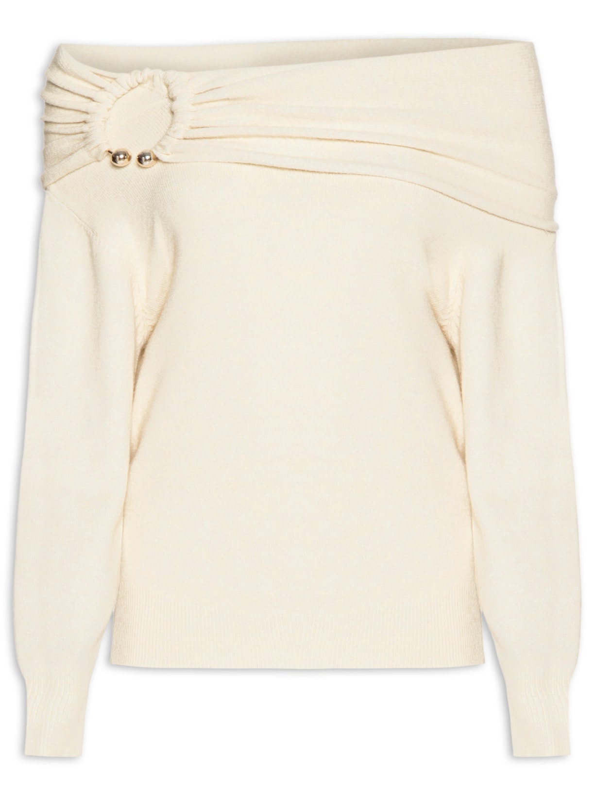 Blusa Feminina em Tricot com Sobreposição - Bege