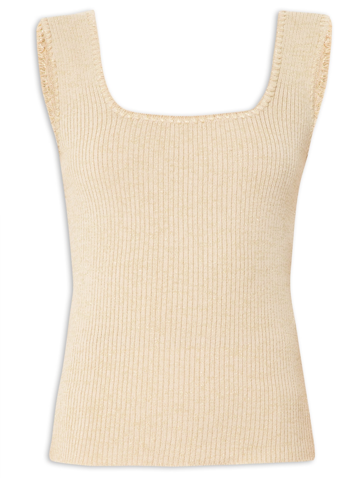 Blusa Feminina Em Tricot Decote Quadrado - Bege