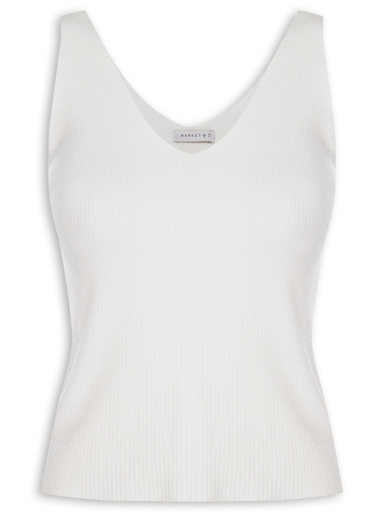 Blusa Feminina Em Tricot Decote V Branco Market 33