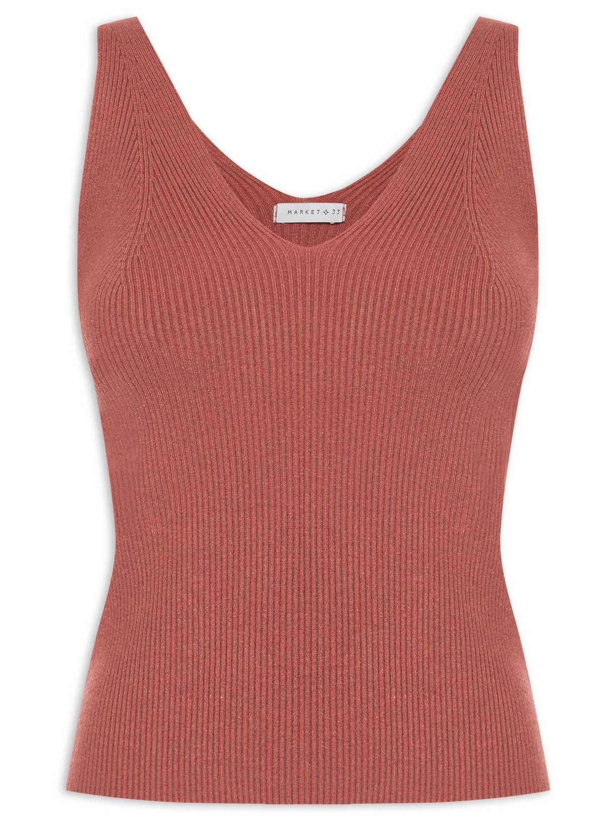 Blusa Feminina Em Tricot Decote V Marrom Market 33