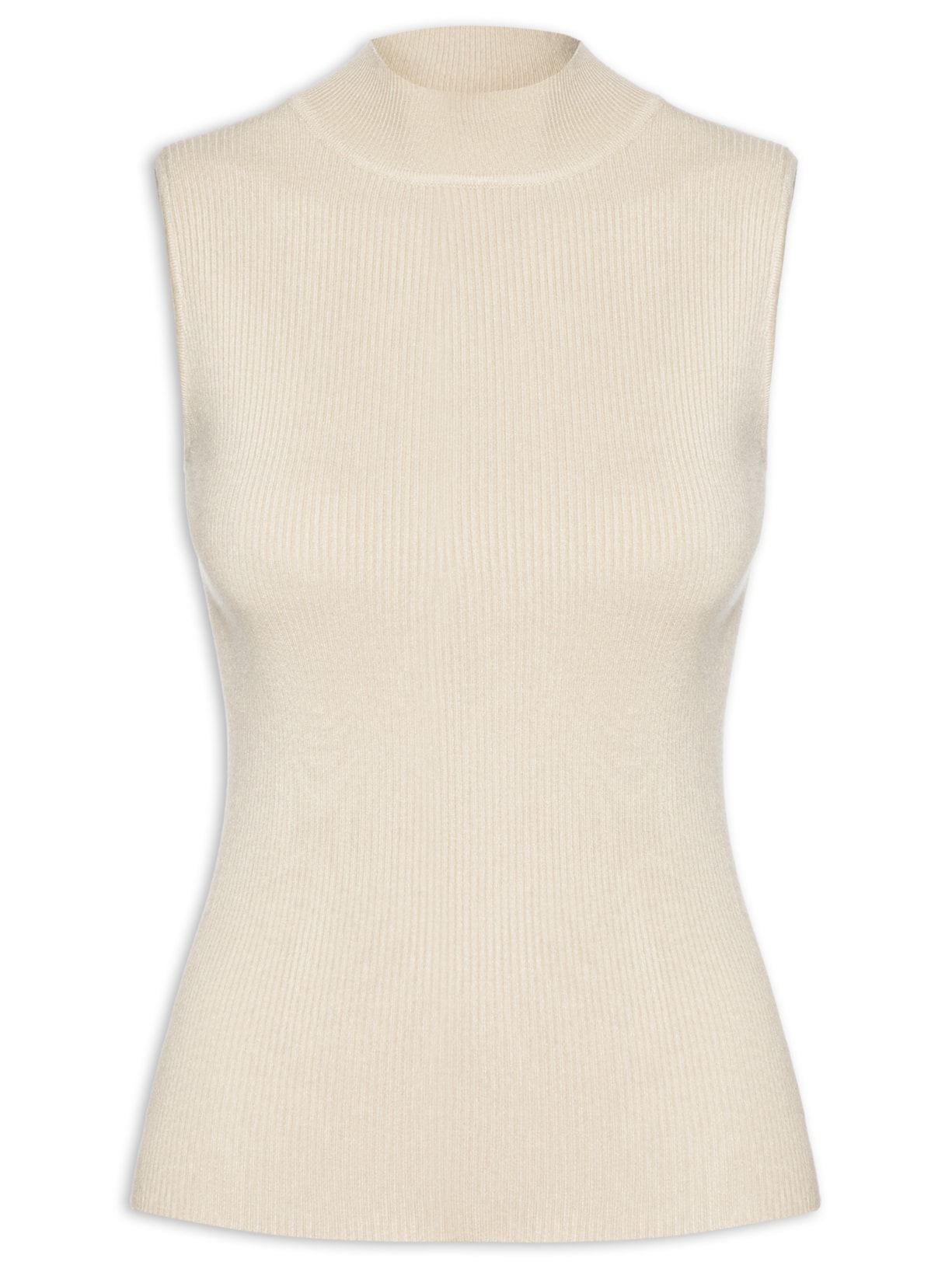 Blusa Feminina Em Tricot Gola Alta - Bege