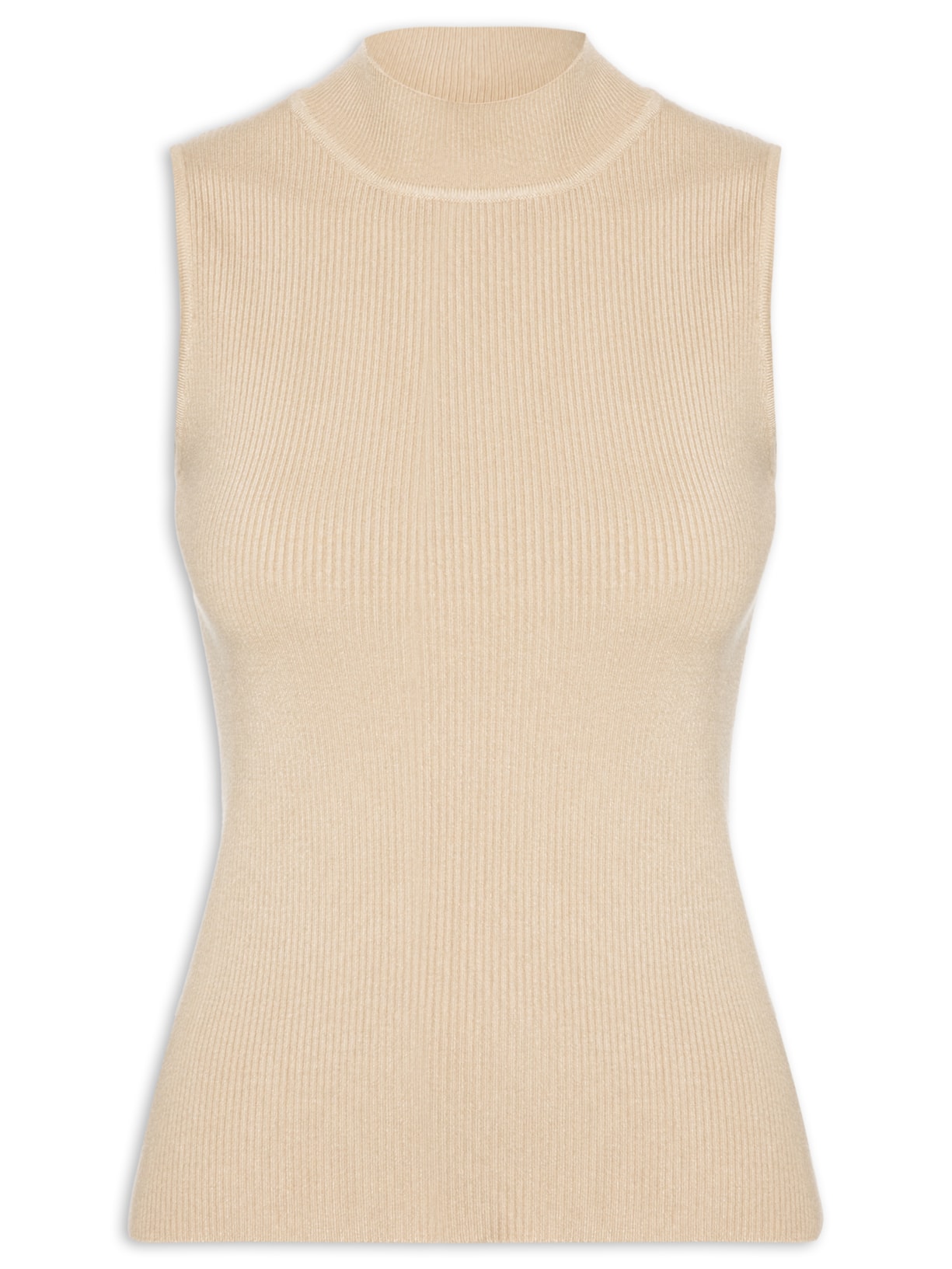 Blusa Feminina Em Tricot Gola Alta - Bege