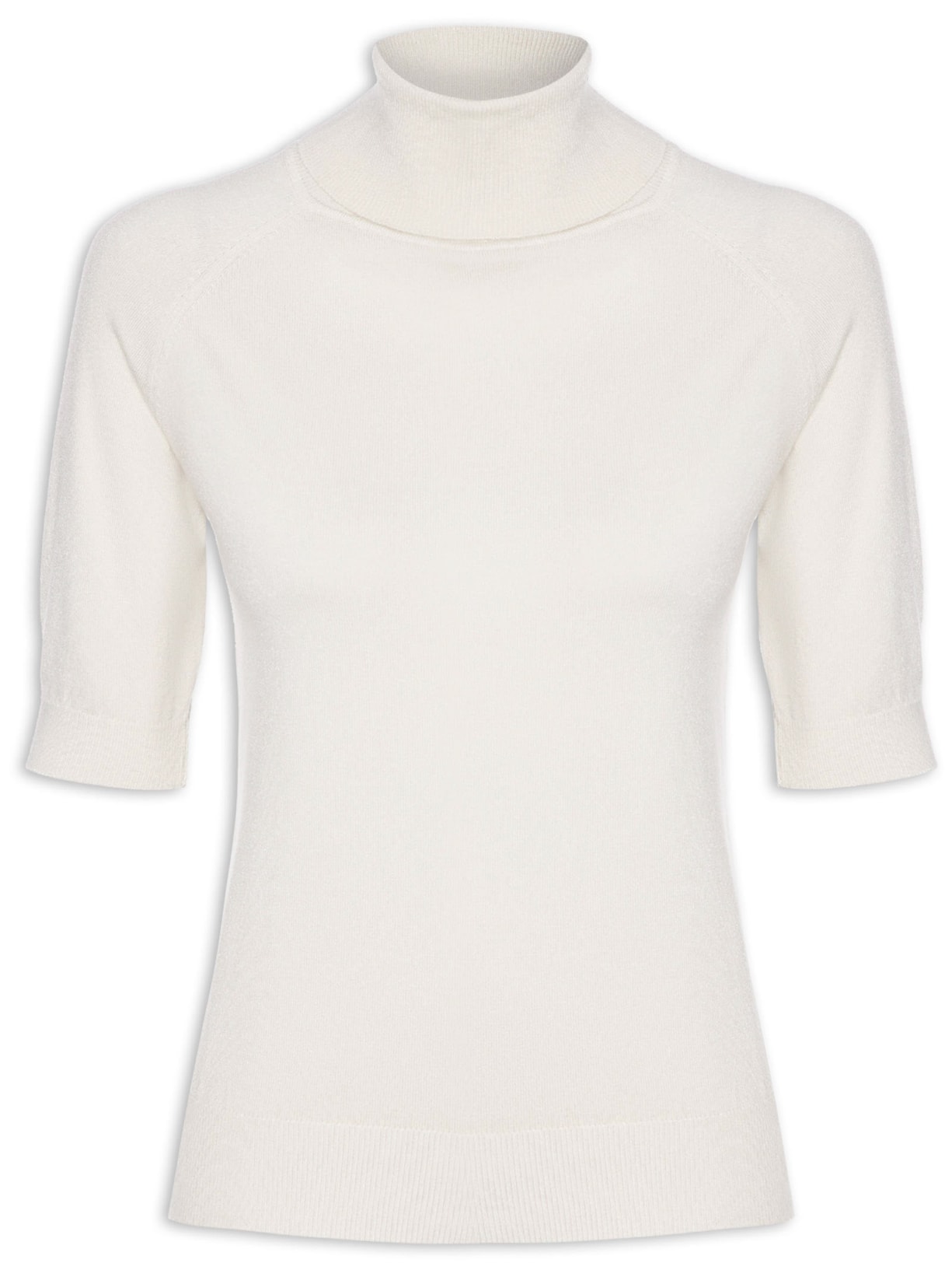 Blusa Feminina Em Tricot Gola Alta - Bege