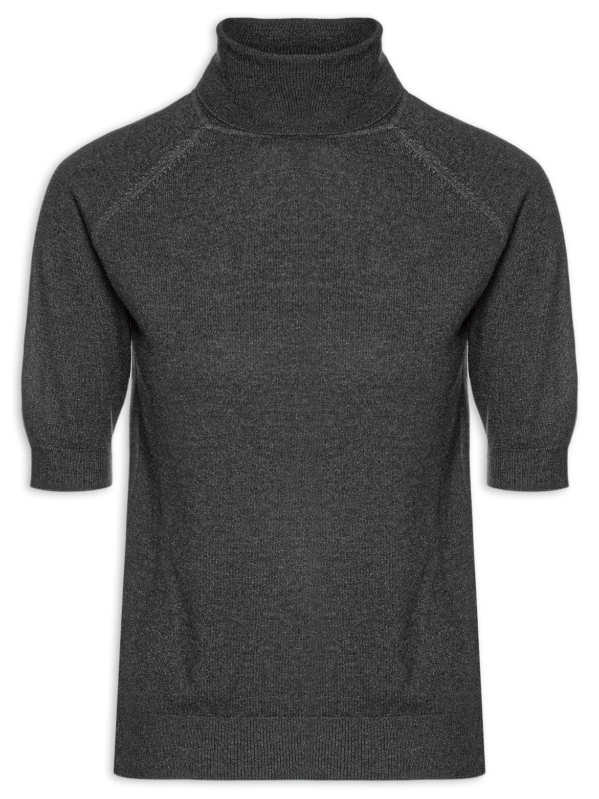 Blusa Feminina Em Tricot Gola Alta - Cinza