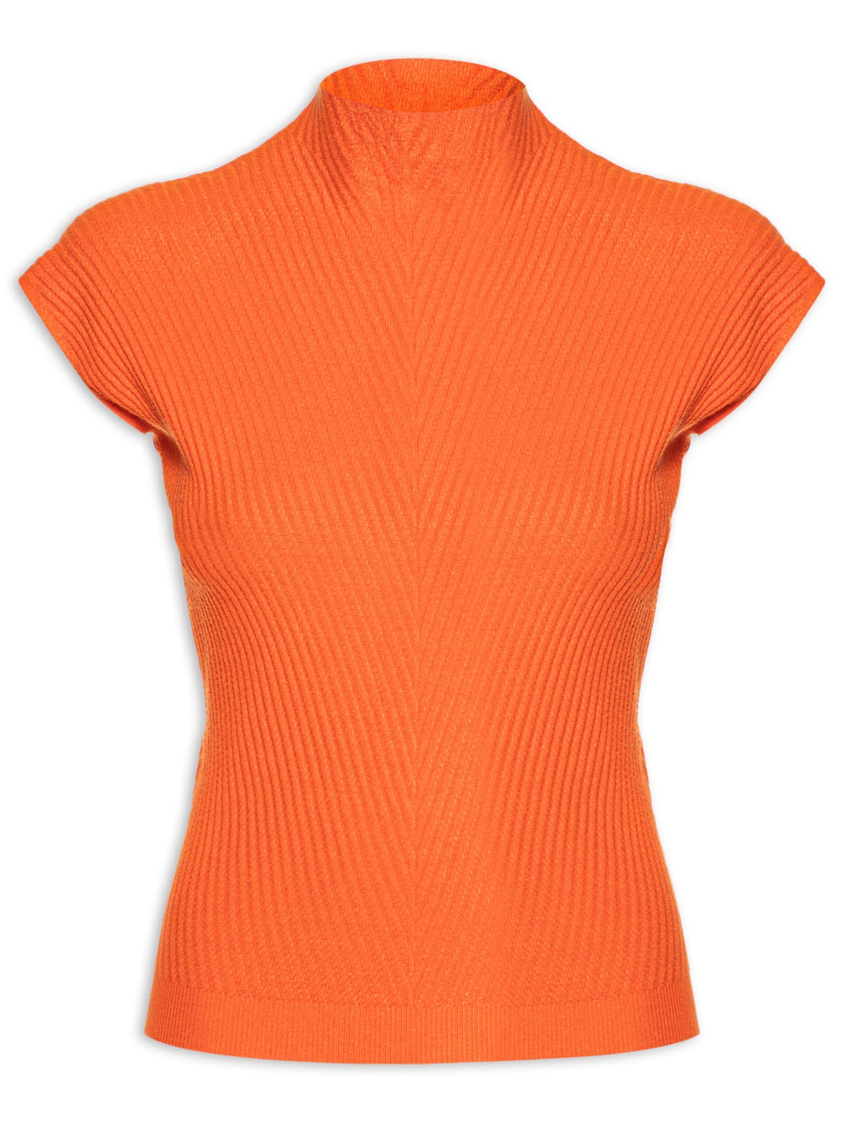 Blusa Feminina Em Tricot Gola Alta - Laranja