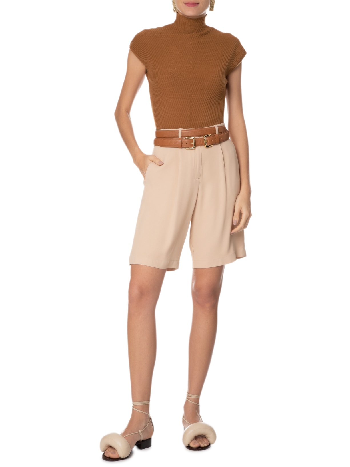 Blusa Feminina Em Tricot Gola Alta Marrom '2Essential