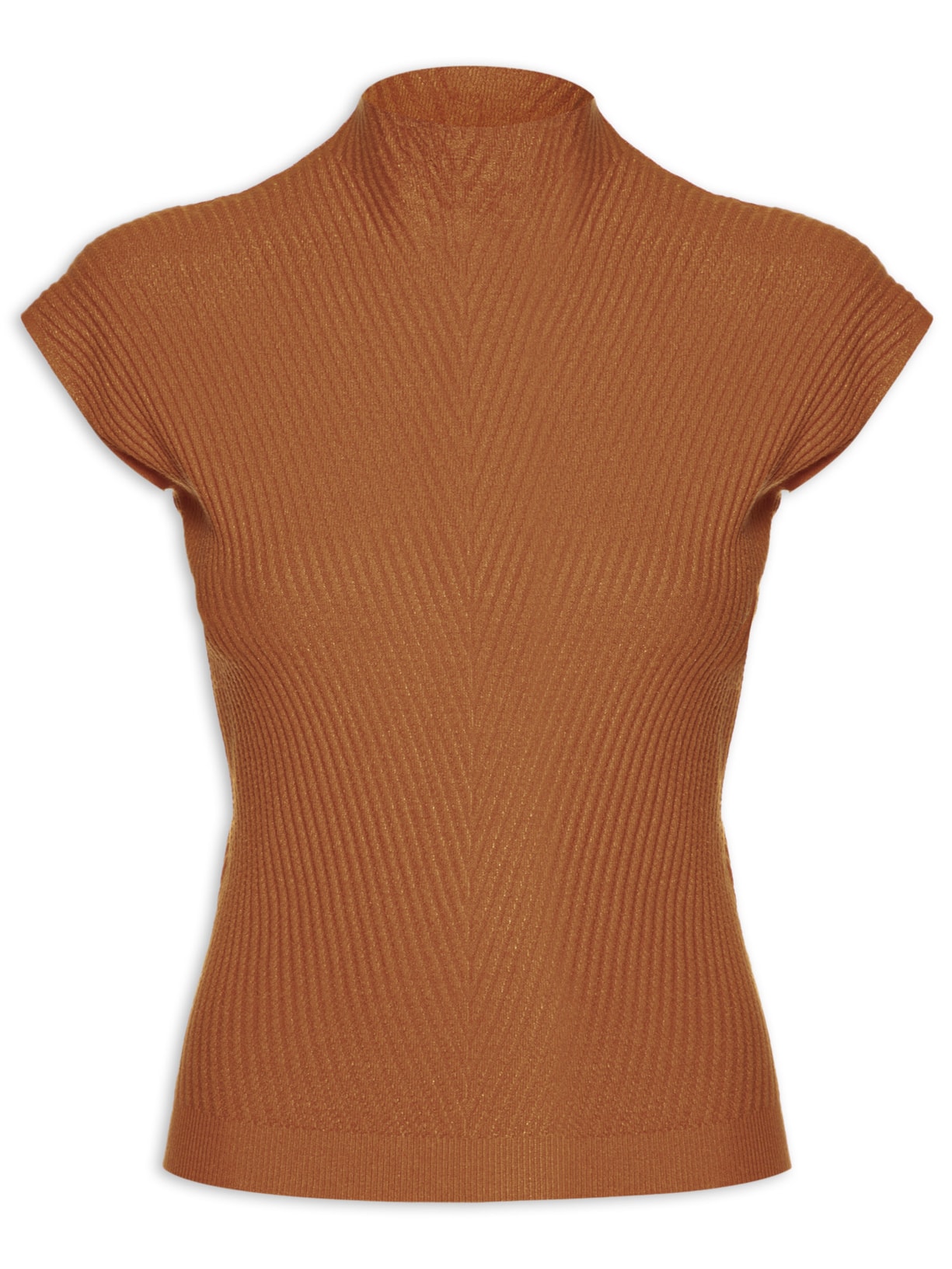 Blusa Feminina Em Tricot Gola Alta Marrom '2Essential