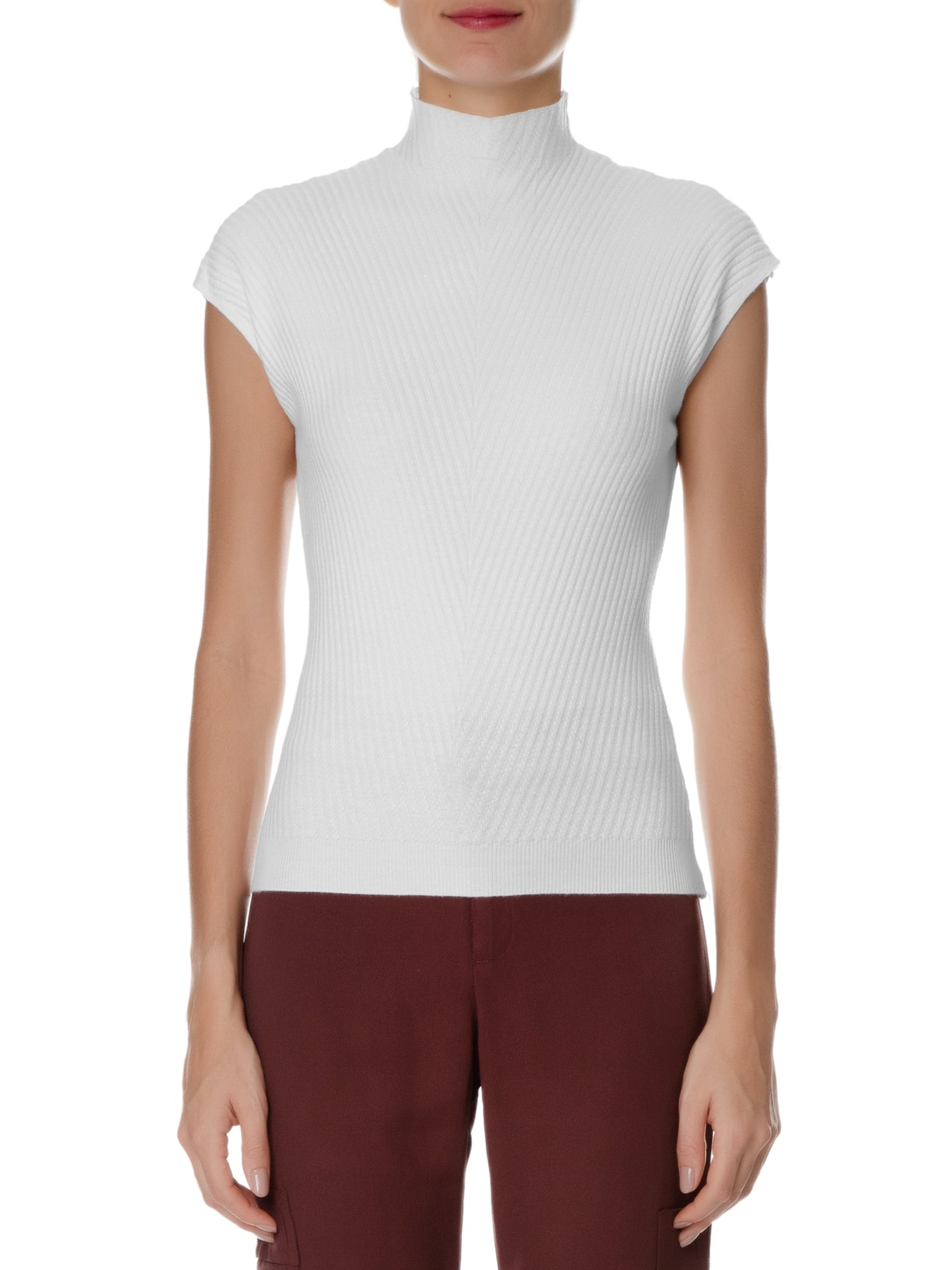 Blusa Feminina Em Tricot Gola Alta Off White '2Essential