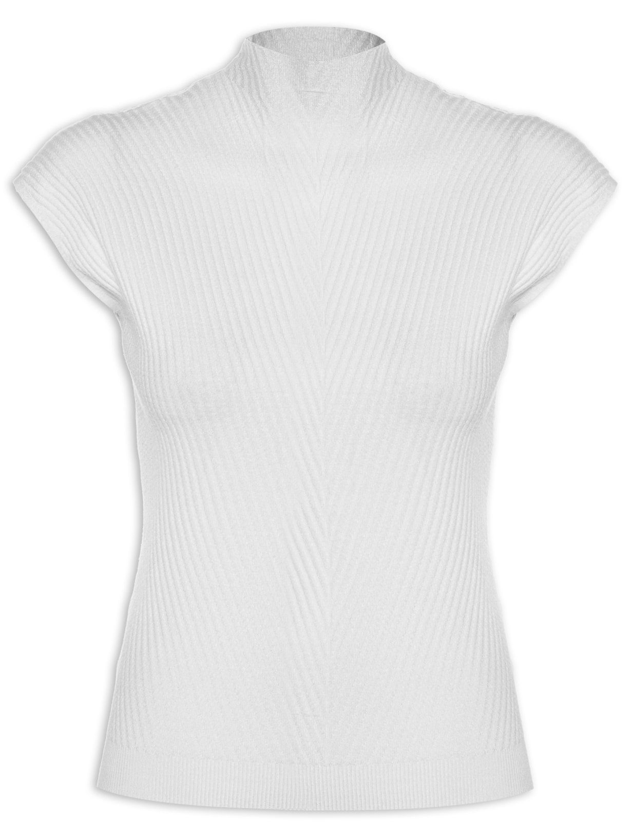 Blusa Feminina Em Tricot Gola Alta Off White '2Essential