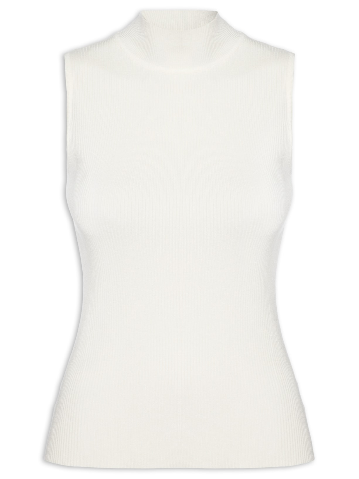 Blusa Feminina Em Tricot Gola Alta - Off Withe