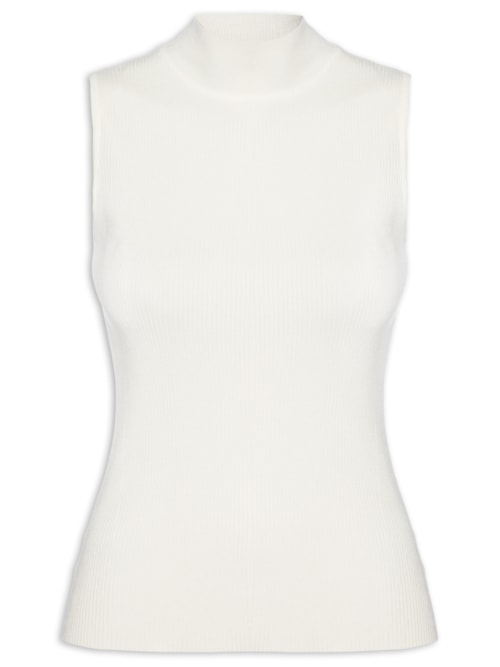 Blusa Feminina Em Tricot Gola Alta - Off Withe