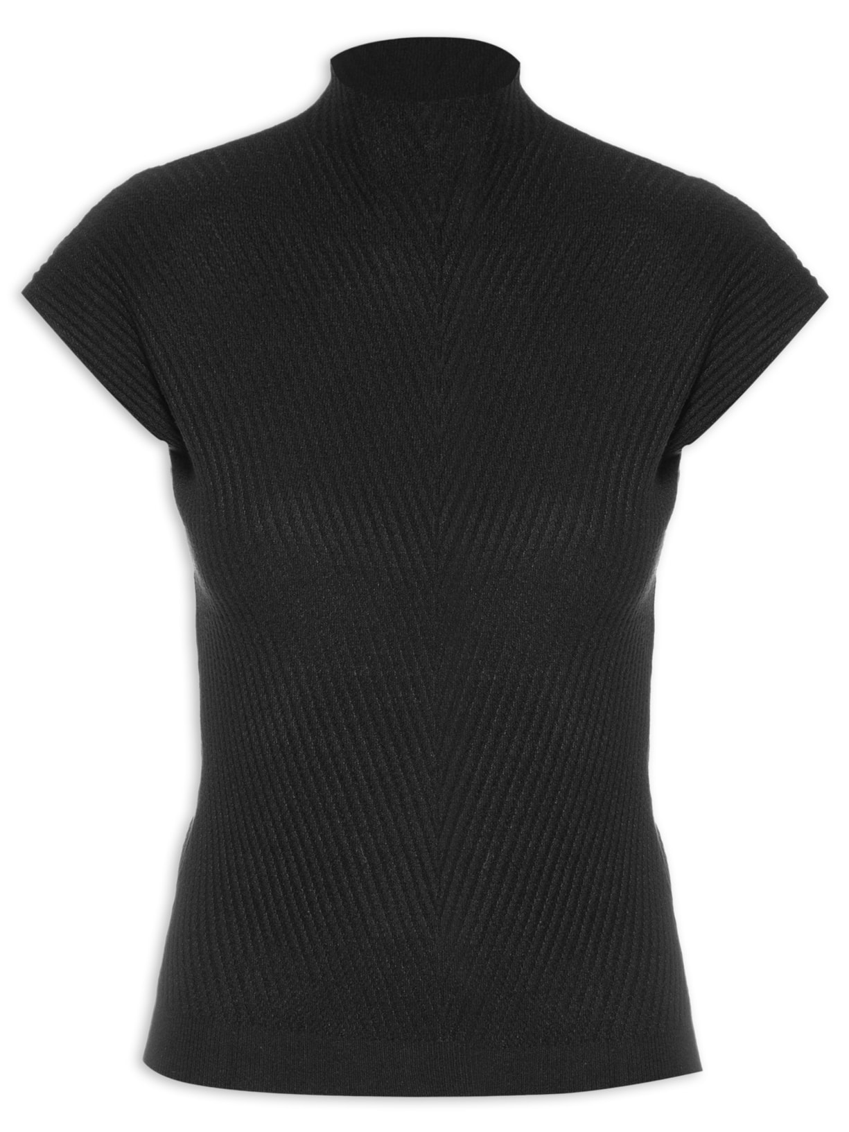 Blusa Feminina Em Tricot Gola Alta - Preto