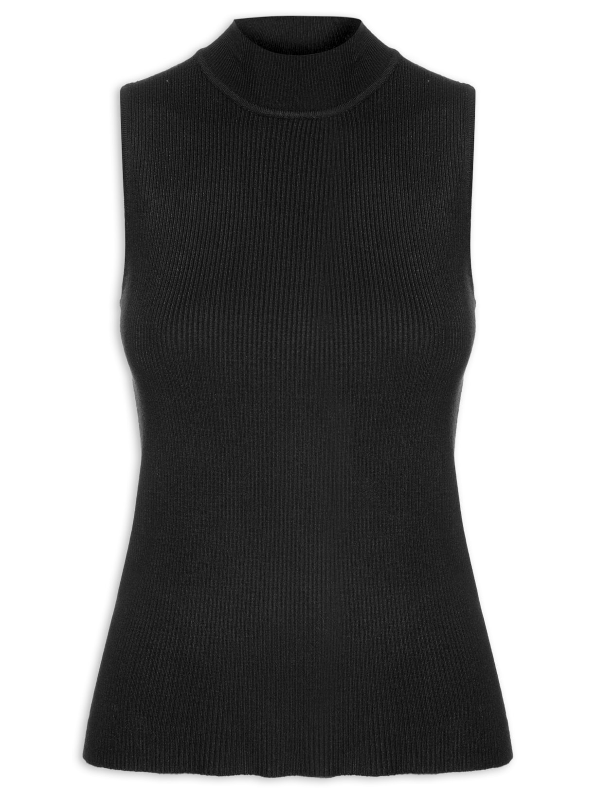 Blusa Feminina Em Tricot Gola Alta - Preto