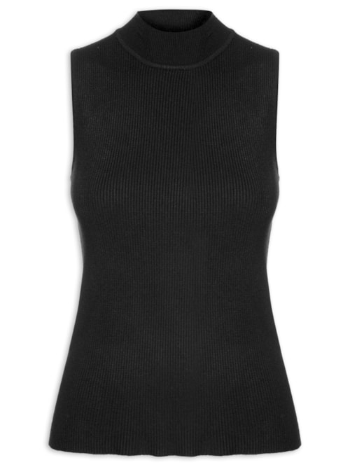 Blusa Feminina Em Tricot Gola Alta - Preto