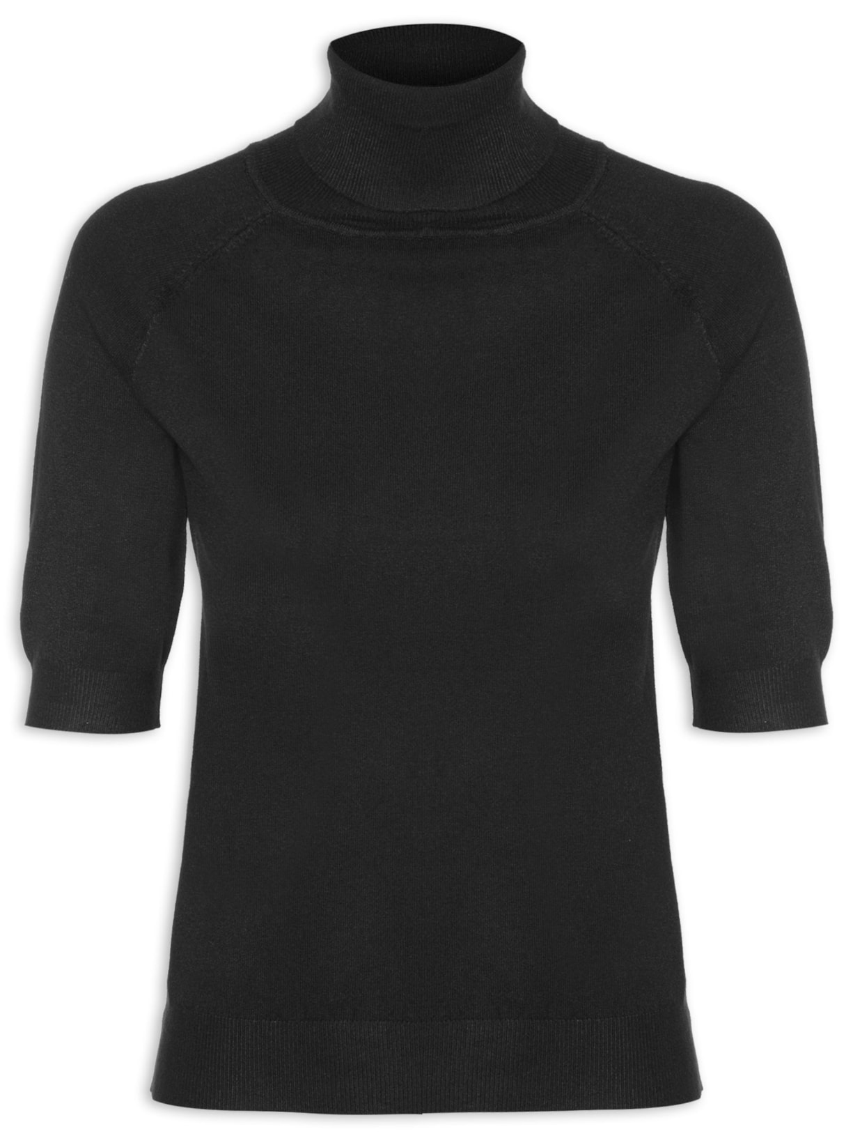 Blusa Feminina Em Tricot Gola Alta - Preto