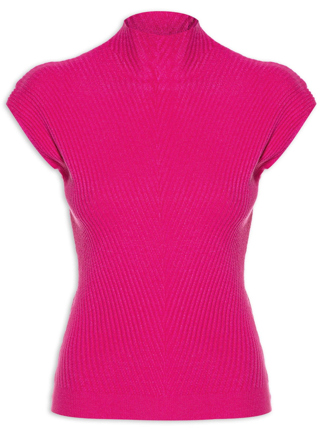 Blusa Feminina Em Tricot Gola Alta - Rosa