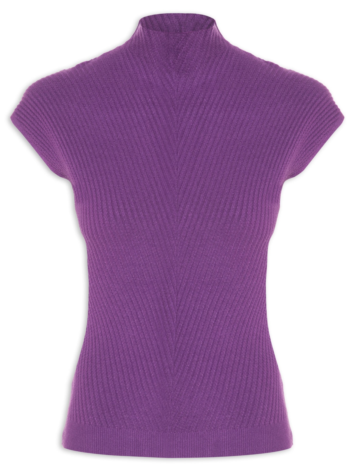 Blusa Feminina Em Tricot Gola Alta - Roxo