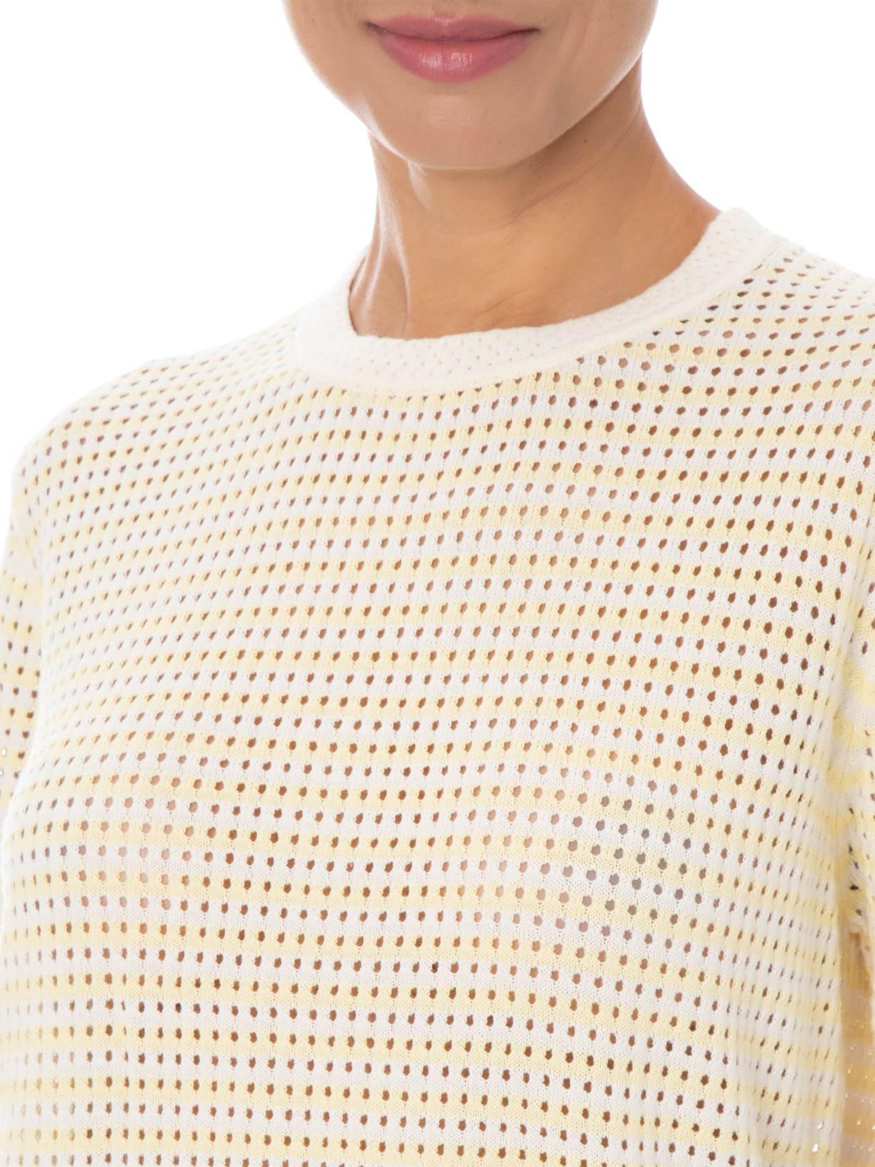 Blusa Feminina em Tricot Listrada Amarelo Market 33