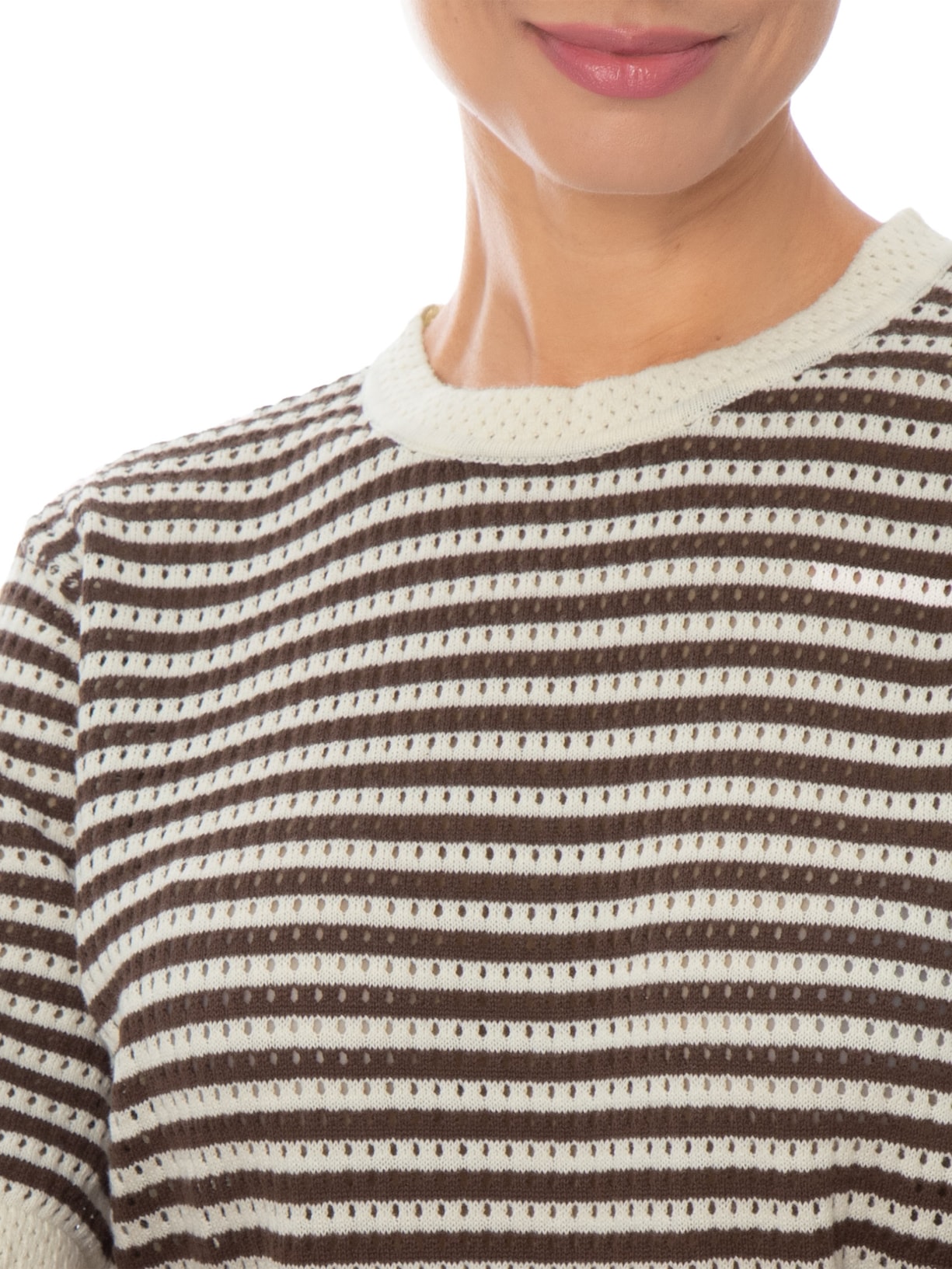 Blusa Feminina em Tricot Listrada Marrom Market 33